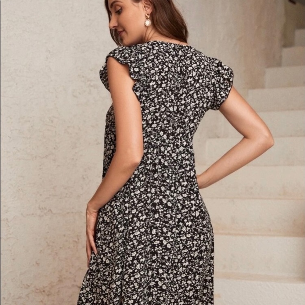 Shein Black Print Dress XL NWOT - Picture 3 of 5